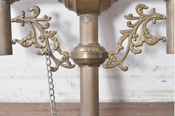 フランスヴィンテージ　希少デザイン!!　幅1700mmの大型!!　真鍮製　重厚感のある上質なつくりの3灯照明　(R-087525)