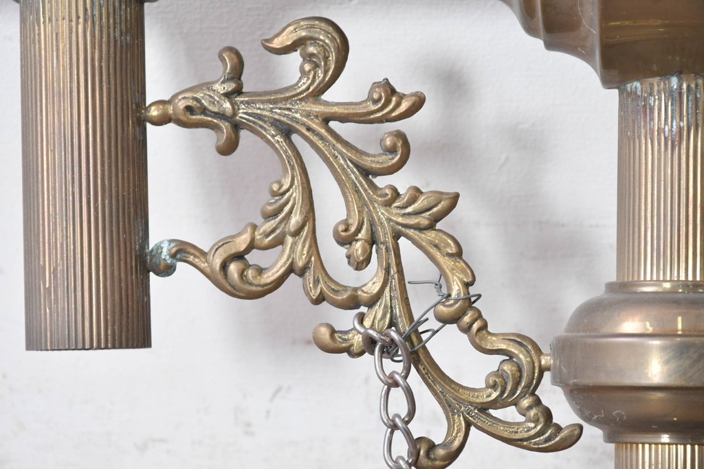 フランスヴィンテージ　希少デザイン!!　幅1700mmの大型!!　真鍮製　重厚感のある上質なつくりの3灯照明　(R-087525)