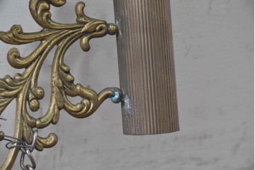 フランスヴィンテージ　希少デザイン!!　幅1700mmの大型!!　真鍮製　重厚感のある上質なつくりの3灯照明　(R-087525)