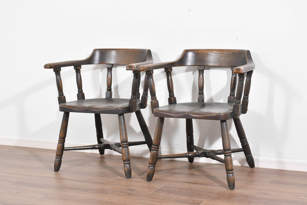 中古　美品　高級品　飛騨産業　PROVINCIAL(プロヴィンシャル)　キツツキ　スモーカーズボウダイニングチェア2脚セット　セット定価約47万円　(R-087536)