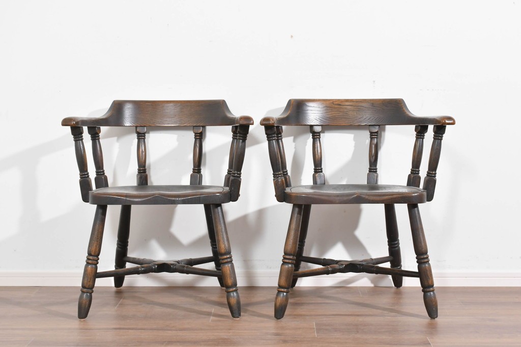 中古　美品　高級品　飛騨産業　PROVINCIAL(プロヴィンシャル)　キツツキ　スモーカーズボウダイニングチェア2脚セット　セット定価約47万円　(R-087536)