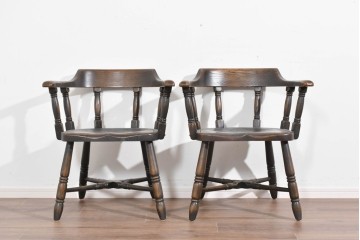 中古　美品　高級品　飛騨産業　PROVINCIAL(プロヴィンシャル)　キツツキ　スモーカーズボウダイニングチェア2脚セット　セット定価約47万円　(R-087536)