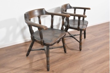 中古　美品　高級品　飛騨産業　PROVINCIAL(プロヴィンシャル)　キツツキ　スモーカーズボウダイニングチェア2脚セット　セット定価約47万円　(R-087536)