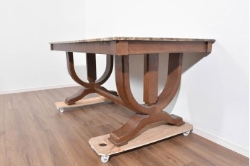 中古　ヨーロッパ　高級輸入家具　オーク材　大理石天板のダイニングテーブル　定価約50万円　(R-087538)