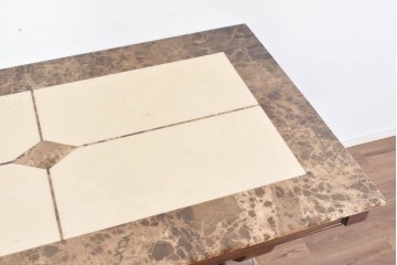 中古　ヨーロッパ　高級輸入家具　オーク材　大理石天板のダイニングテーブル　定価約50万円　(R-087538)