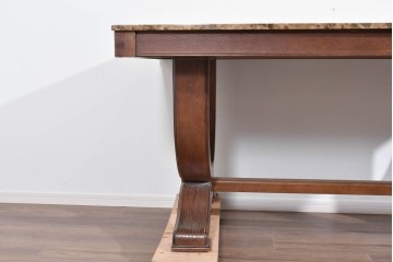 中古　ヨーロッパ　高級輸入家具　オーク材　大理石天板のダイニングテーブル　定価約50万円　(R-087538)