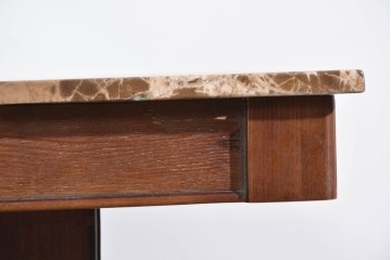 中古　ヨーロッパ　高級輸入家具　オーク材　大理石天板のダイニングテーブル　定価約50万円　(R-087538)