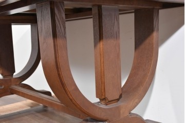 中古　ヨーロッパ　高級輸入家具　オーク材　大理石天板のダイニングテーブル　定価約50万円　(R-087538)