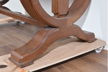 中古　ヨーロッパ　高級輸入家具　オーク材　大理石天板のダイニングテーブル　定価約50万円　(R-087538)