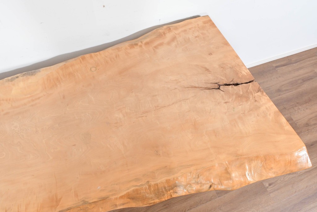 中古　国産職人手作り品　栃ノ木(トチノキ)　一枚板の存在感あふれるダイニングテーブル　製作費約45万円　(R-087540)