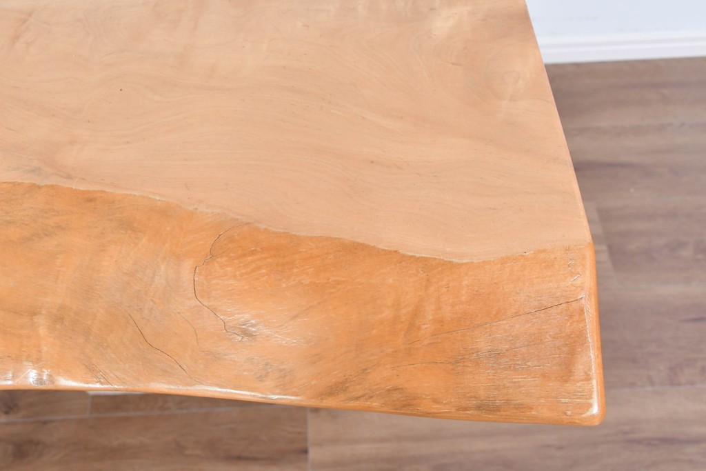 中古　国産職人手作り品　栃ノ木(トチノキ)　一枚板の存在感あふれるダイニングテーブル　製作費約45万円　(R-087540)