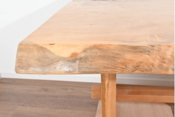 中古　国産職人手作り品　栃ノ木(トチノキ)　一枚板の存在感あふれるダイニングテーブル　製作費約45万円　(R-087540)