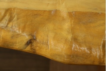 中古　国産職人手作り品　栃ノ木(トチノキ)　一枚板の存在感あふれるダイニングテーブル　製作費約45万円　(R-087540)