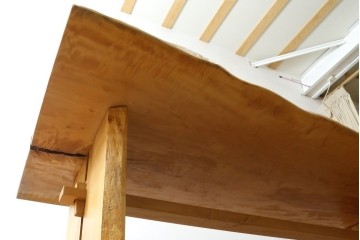 中古　国産職人手作り品　栃ノ木(トチノキ)　一枚板の存在感あふれるダイニングテーブル　製作費約45万円　(R-087540)