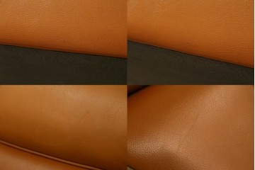 中古　カリモク家具(karimoku)　Chitano(チターノ)　レザー(本革)　やわらかな丸みが魅力の3人掛けソファ　定価約35万円　(R-087542)