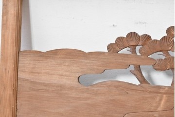 アンティーク建具　昭和初期　松と山水風景の彫刻が美しい欄間1枚　(R-087546)