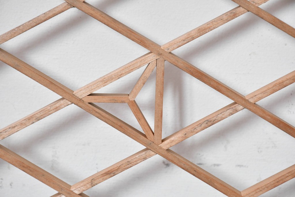 ヴィンテージ建具　昭和中期　麻の葉模様の組子が上品な欄間1枚　(R-087547)