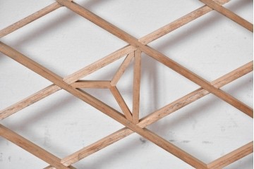 ヴィンテージ建具　昭和中期　麻の葉模様の組子が上品な欄間1枚　(R-087547)