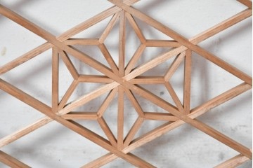 ヴィンテージ建具　昭和中期　麻の葉模様の組子が上品な欄間1枚　(R-087547)