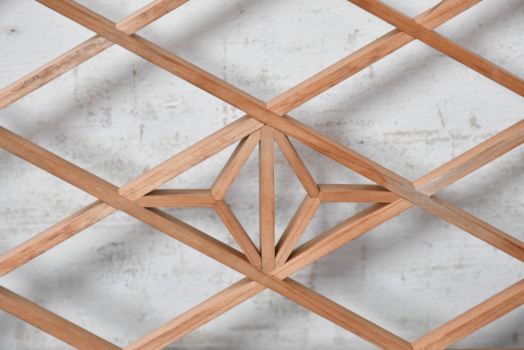 ヴィンテージ建具　昭和中期　麻の葉模様の組子が上品な欄間1枚　(R-087547)