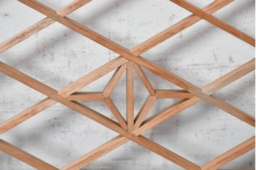 ヴィンテージ建具　昭和中期　麻の葉模様の組子が上品な欄間1枚　(R-087547)