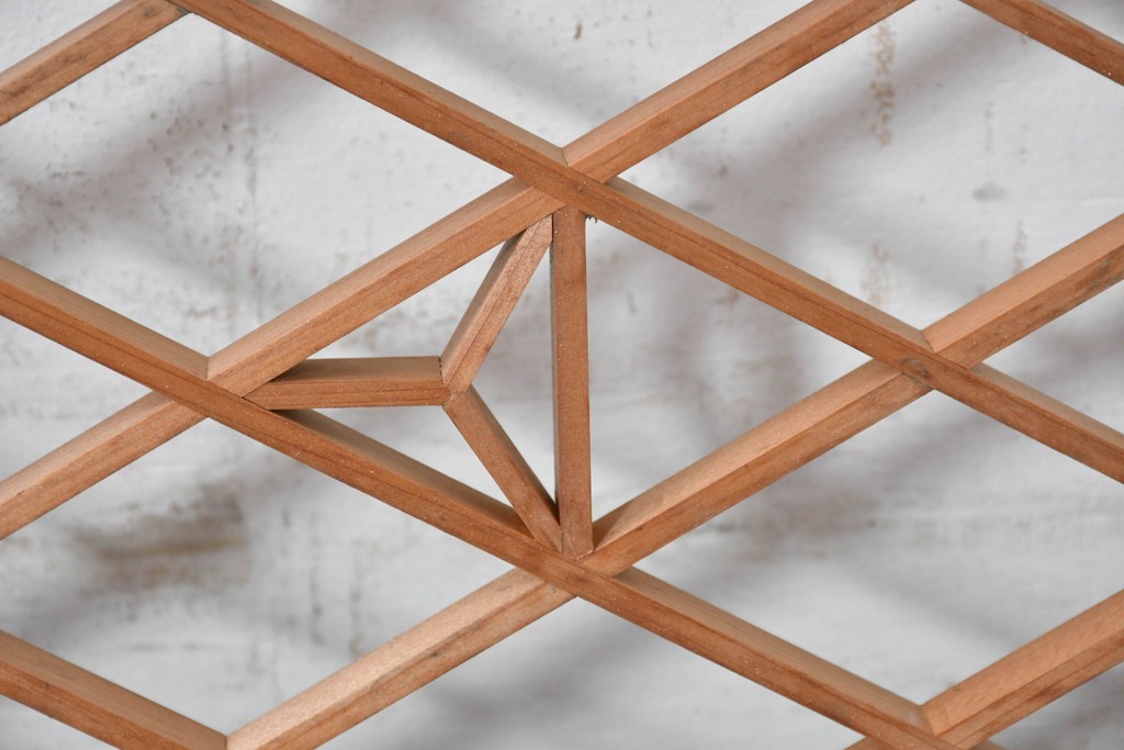 ヴィンテージ建具　昭和中期　麻の葉模様の組子が上品な欄間1枚　(R-087547)