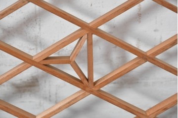 ヴィンテージ建具　昭和中期　麻の葉模様の組子が上品な欄間1枚　(R-087547)