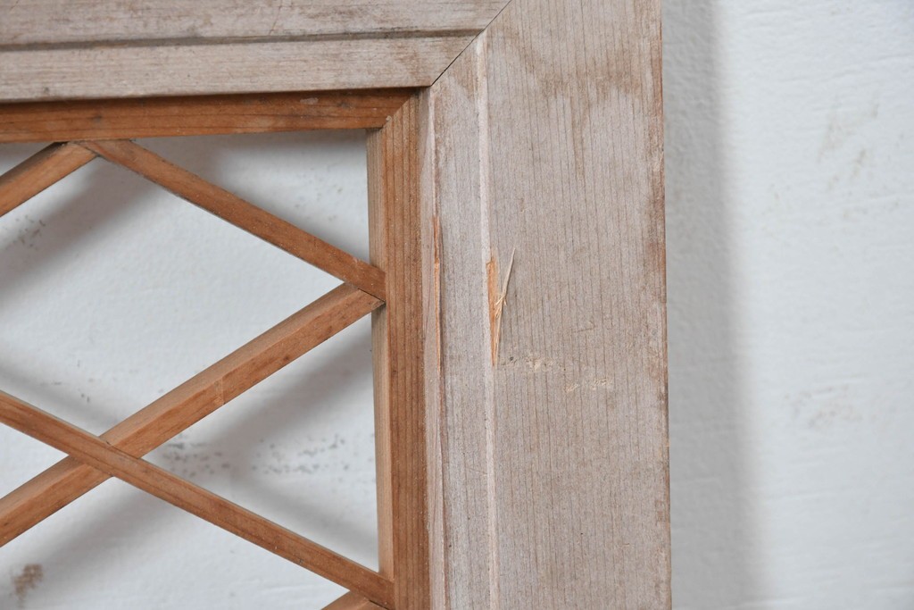 ヴィンテージ建具　昭和中期　麻の葉模様の組子が上品な欄間1枚　(R-087547)