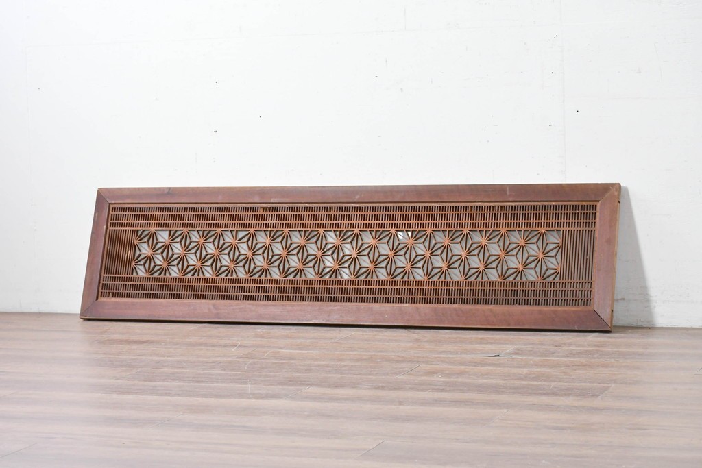 アンティーク建具　昭和初期　片面ガラス　繊細な組子細工が美しい欄間1枚　(R-087550)