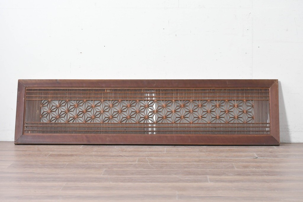 アンティーク建具　昭和初期　片面ガラス　繊細な組子細工が美しい欄間1枚　(R-087550)