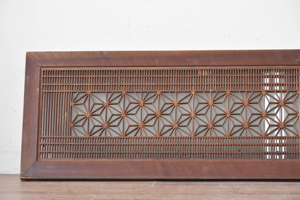 アンティーク建具　昭和初期　片面ガラス　繊細な組子細工が美しい欄間1枚　(R-087550)