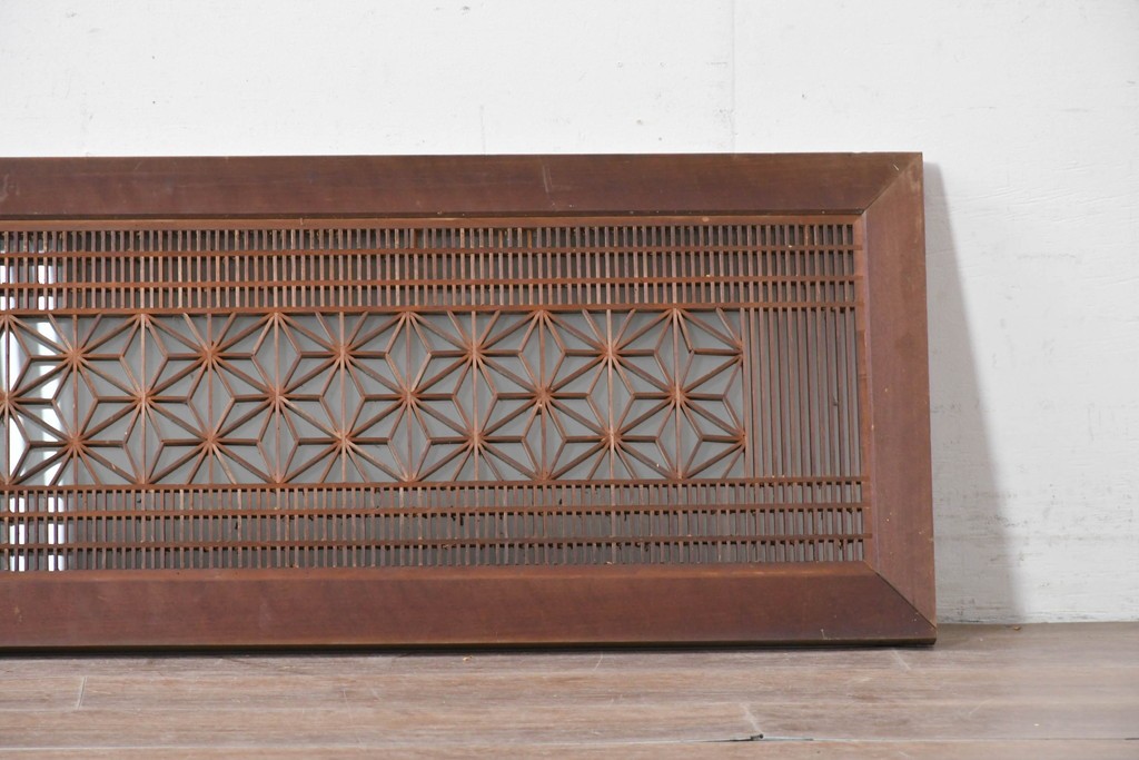 アンティーク建具　昭和初期　片面ガラス　繊細な組子細工が美しい欄間1枚　(R-087550)