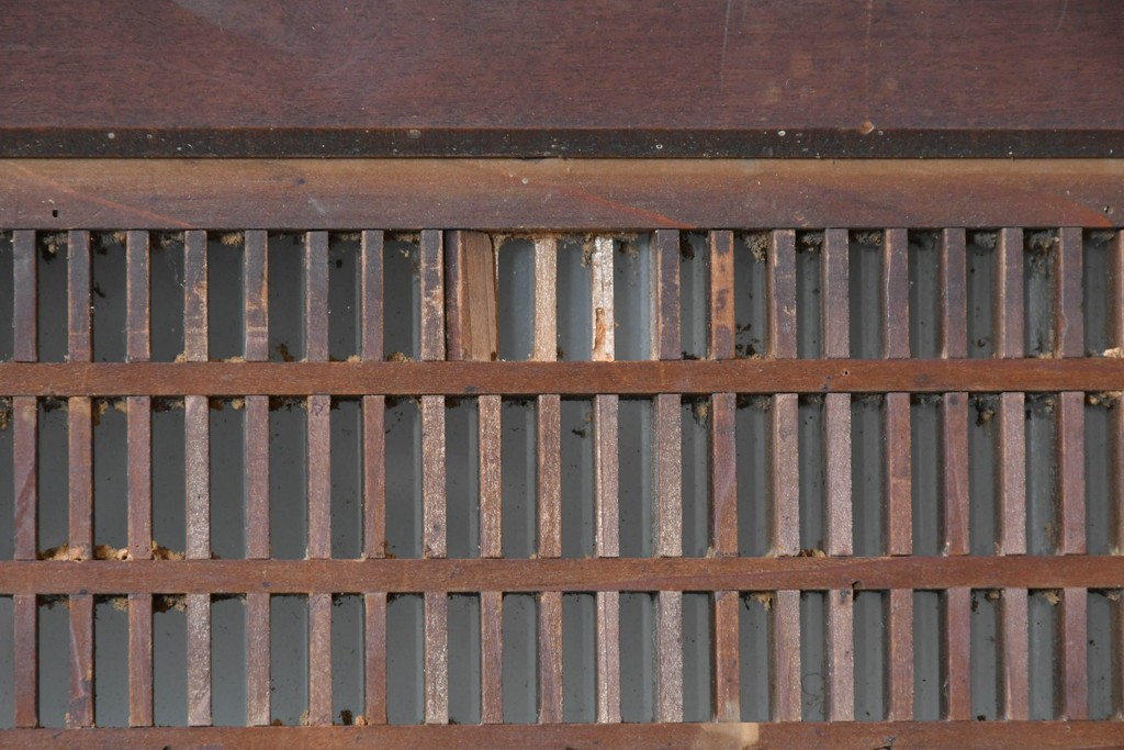 アンティーク建具　昭和初期　片面ガラス　繊細な組子細工が美しい欄間1枚　(R-087550)