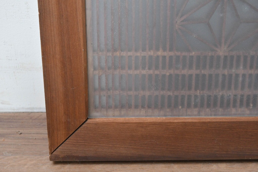 アンティーク建具　昭和初期　片面ガラス　繊細な組子細工が美しい欄間1枚　(R-087550)