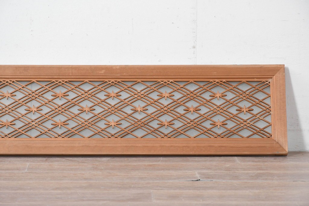 ヴィンテージ建具　昭和中期　片面ガラス　精緻な組子細工と意匠が美しい欄間1枚　(R-087551)