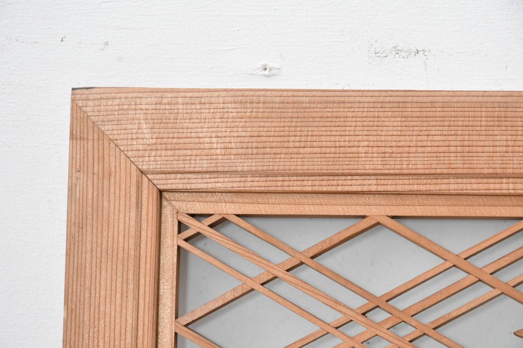 ヴィンテージ建具　昭和中期　片面ガラス　精緻な組子細工と意匠が美しい欄間1枚　(R-087551)