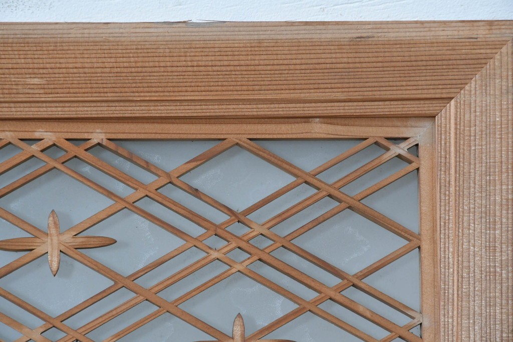 ヴィンテージ建具　昭和中期　片面ガラス　精緻な組子細工と意匠が美しい欄間1枚　(R-087551)