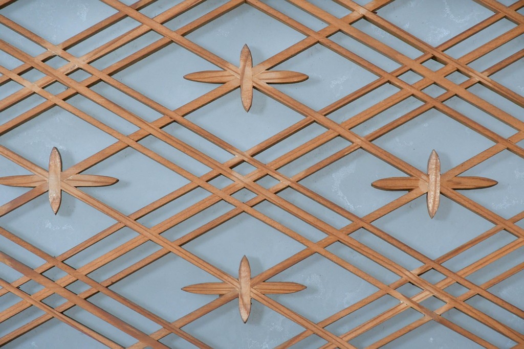 ヴィンテージ建具　昭和中期　片面ガラス　精緻な組子細工と意匠が美しい欄間1枚　(R-087551)