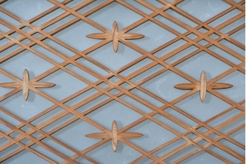 ヴィンテージ建具　昭和中期　片面ガラス　精緻な組子細工と意匠が美しい欄間1枚　(R-087551)