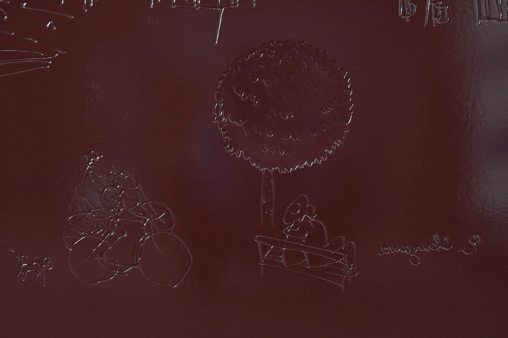 現代アート　在銘　R.Akiyama(秋山亮太)作　クラシカルなパリの街並みを描いた特大ガラスパネルアート　(R-087552)