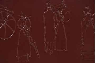 現代アート　在銘　R.Akiyama(秋山亮太)作　クラシカルなパリの街並みを描いた特大ガラスパネルアート　(R-087552)