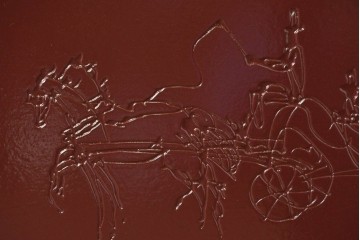 現代アート　在銘　R.Akiyama(秋山亮太)作　クラシカルなパリの街並みを描いた特大ガラスパネルアート　(R-087552)