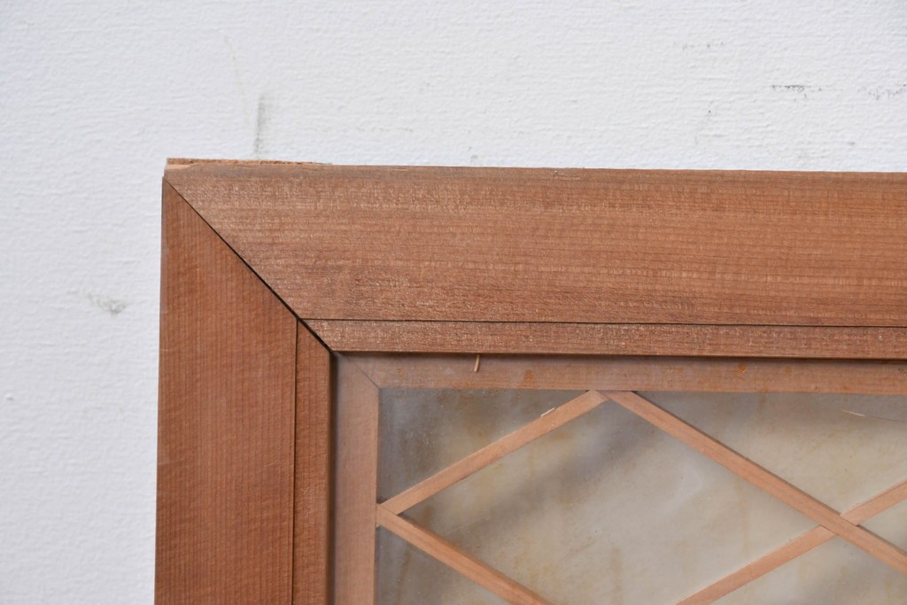 ヴィンテージ建具　昭和中期　両面ガラス　麻の葉模様の組子が美しい欄間1枚　(R-087553)