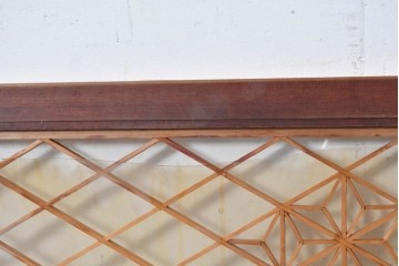 ヴィンテージ建具　昭和中期　両面ガラス　麻の葉模様の組子が美しい欄間1枚　(R-087553)