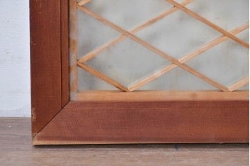 ヴィンテージ建具　昭和中期　両面ガラス　麻の葉模様の組子が美しい欄間1枚　(R-087553)