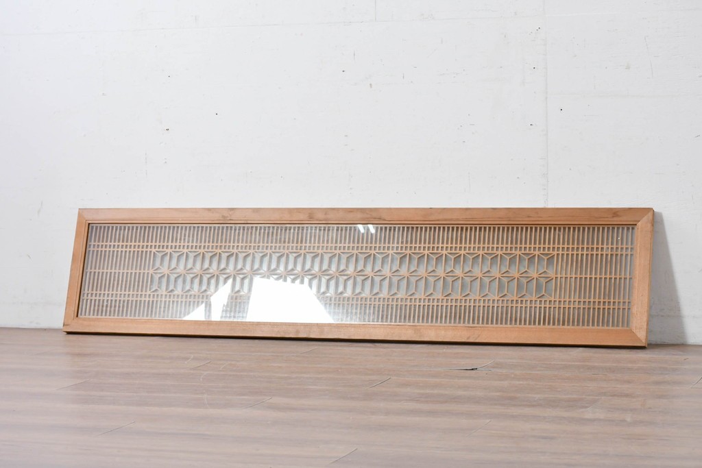 ヴィンテージ建具　昭和中期　両面ガラス　上品な組子細工が魅力の欄間1枚　(R-087554)