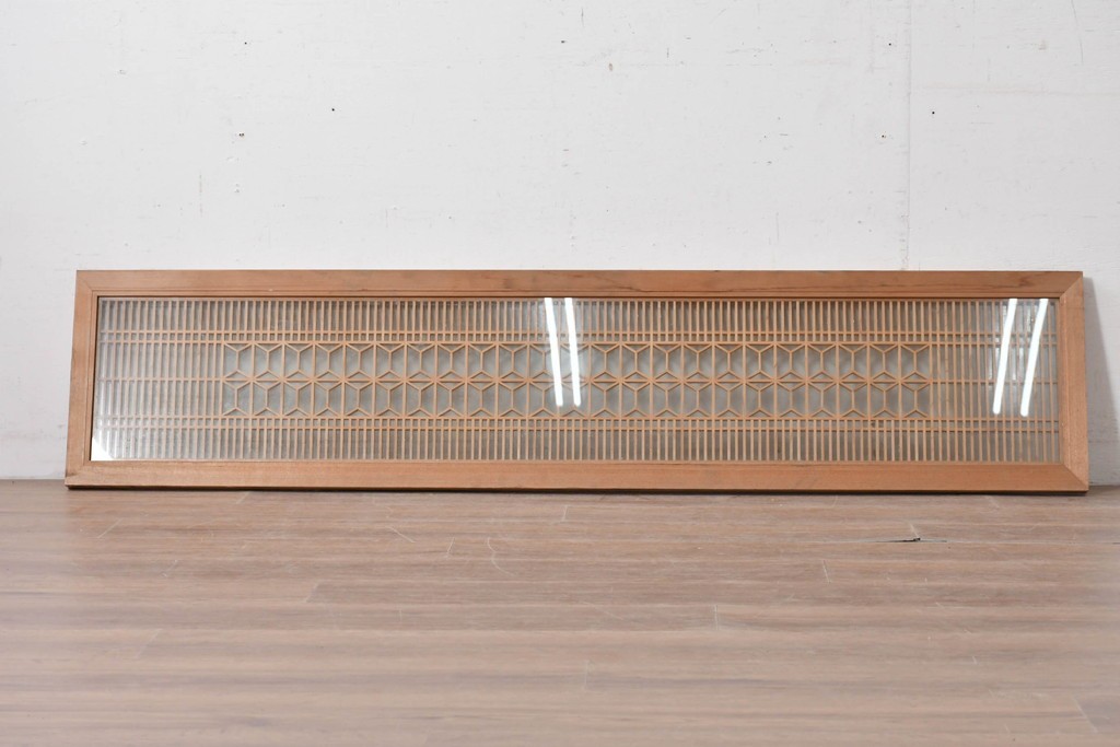 ヴィンテージ建具　昭和中期　両面ガラス　上品な組子細工が魅力の欄間1枚　(R-087554)