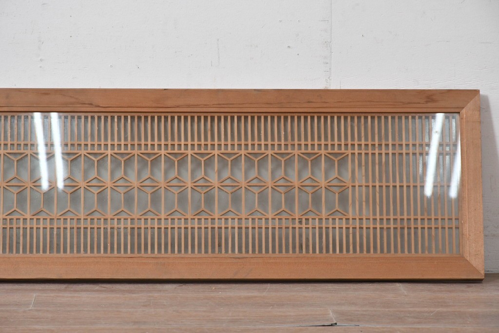 ヴィンテージ建具　昭和中期　両面ガラス　上品な組子細工が魅力の欄間1枚　(R-087554)
