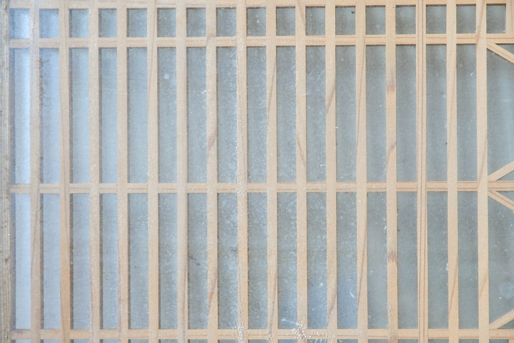 ヴィンテージ建具　昭和中期　両面ガラス　上品な組子細工が魅力の欄間1枚　(R-087554)