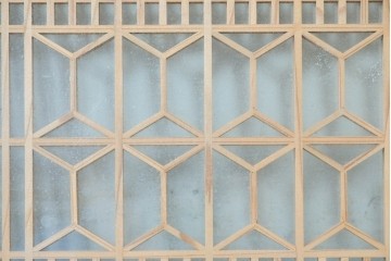 ヴィンテージ建具　昭和中期　両面ガラス　上品な組子細工が魅力の欄間1枚　(R-087554)